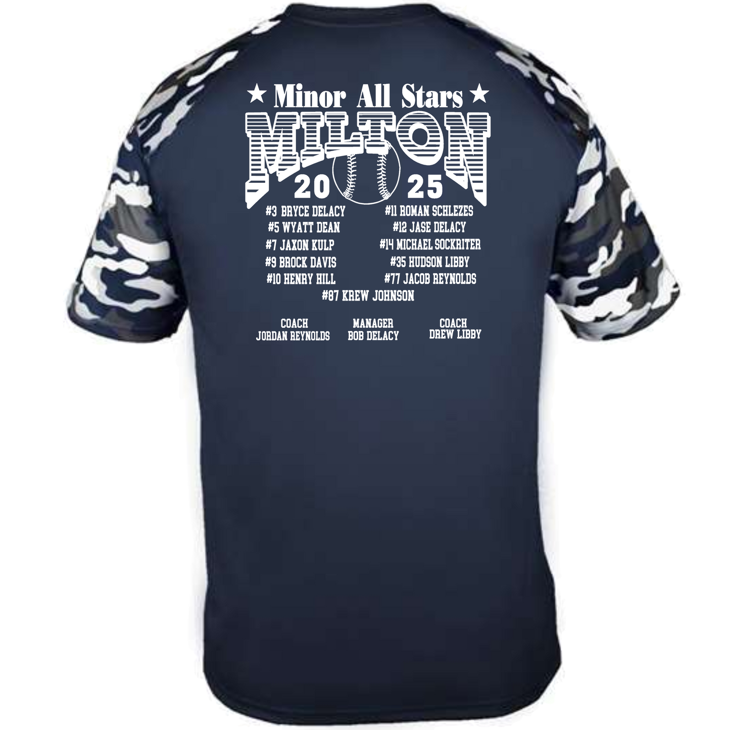 Unisex/Youth Performance Camo Sleeve Jersey Tee Shirt (Minor Roster on Back)