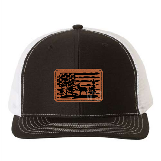 Deer Flag Leather Patch Hat
